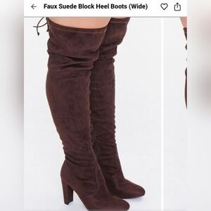 New Womens Faux suade brown heeled boots Shoes size 6 1/2 6.5 wide shoe